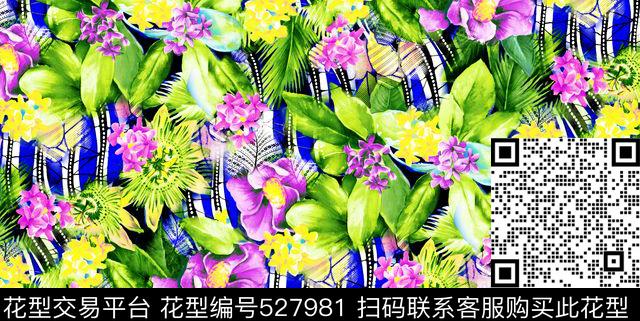 流行时尚清晰自然大气数码印花华亿平台下载（图片编号: 527981） - 瓦栏（Walan）