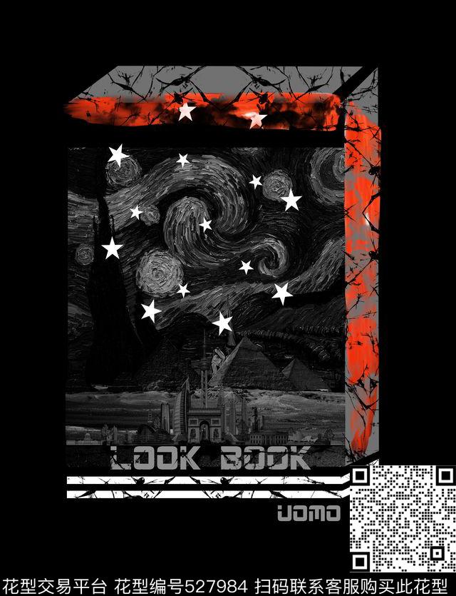 时尚梵高的星空五角星数码印花华亿平台下载（图片编号: 527984） - 瓦栏（Walan）