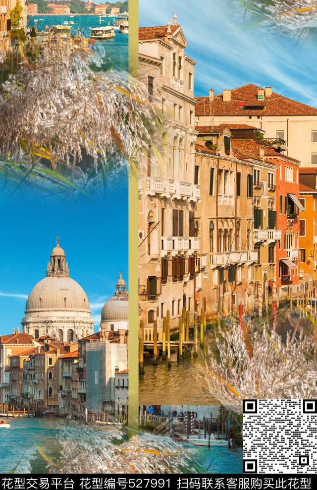 风景芦苇蓝天数码印花华亿平台下载（图片编号: 527991） - 瓦栏（Walan）