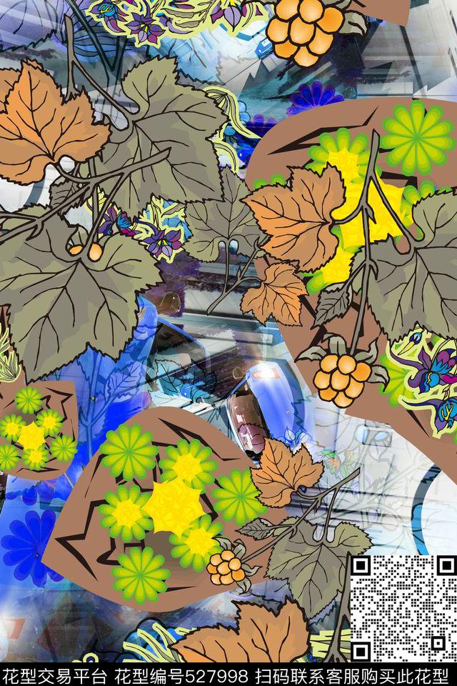 复古时尚抽象几何衬衣连衣裙数码印花华亿平台下载（图片编号: 527998） - 瓦栏（Walan）