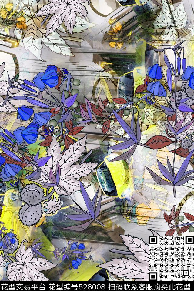 抽象几何复古时尚连衣裙数码印花华亿平台下载（图片编号: 528008） - 瓦栏（Walan）