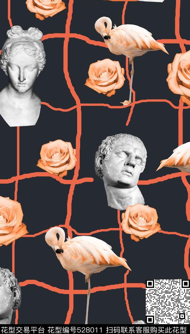 时尚不规则方格雕像数码印花华亿平台下载（图片编号: 528011） - 瓦栏（Walan）