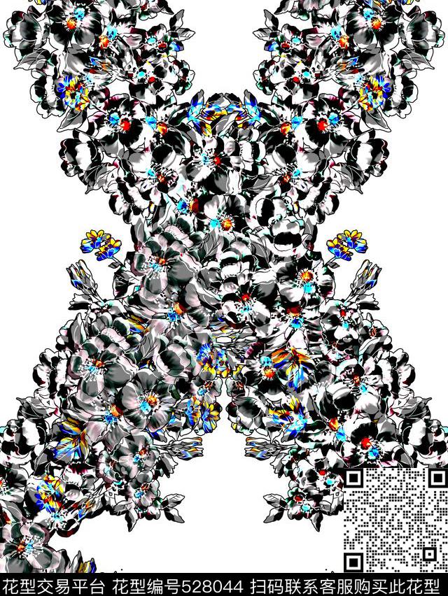 最新时尚个性潮流大牌服装家纺窗帘花卉流行时尚数码印花华亿平台下载（图片编号: 528044） - 瓦栏（Walan）