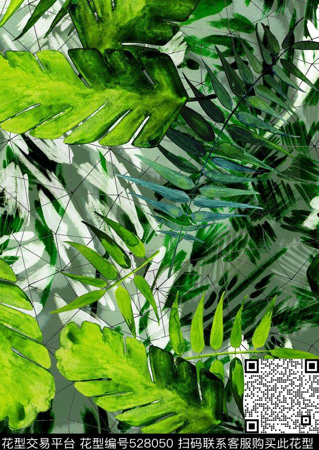 时尚潮流休闲热带风情芭蕉叶数码印花华亿平台下载（图片编号: 528050） - 瓦栏（Walan）