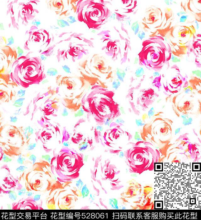 玫瑰床上用品印花浪漫玫瑰印花传统印花华亿平台下载（图片编号: 528061） - 瓦栏（Walan）