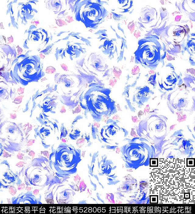 玫瑰床上用品印花浪漫玫瑰印花传统印花华亿平台下载（图片编号: 528065） - 瓦栏（Walan）