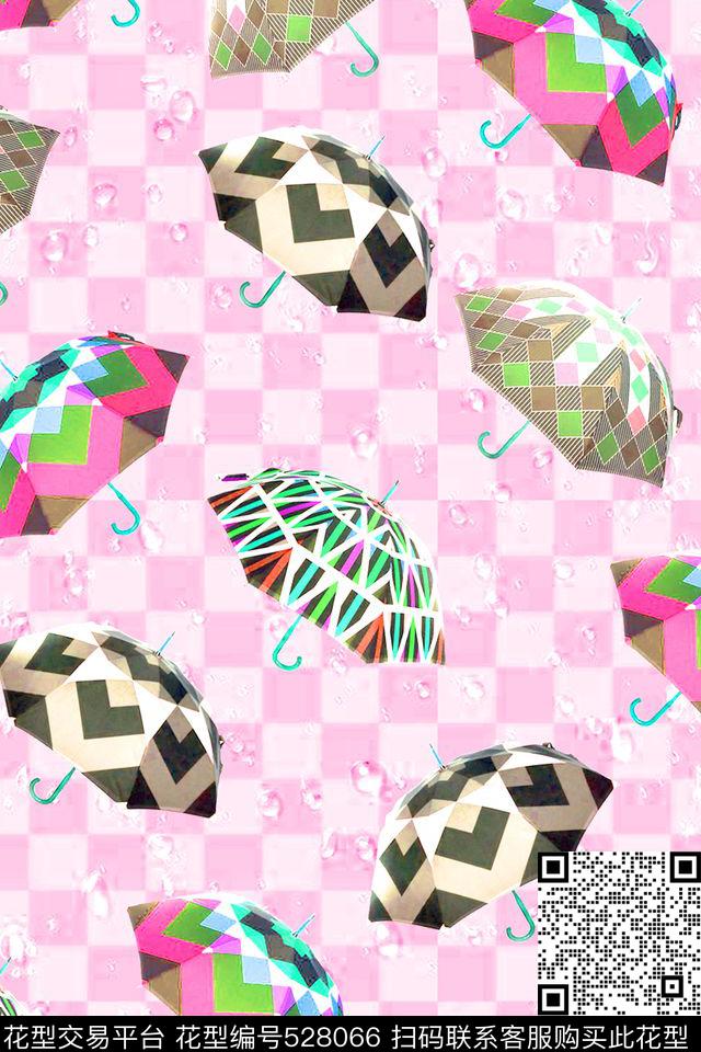 几何雨伞立体数码印花华亿平台下载（图片编号: 528066） - 瓦栏（Walan）