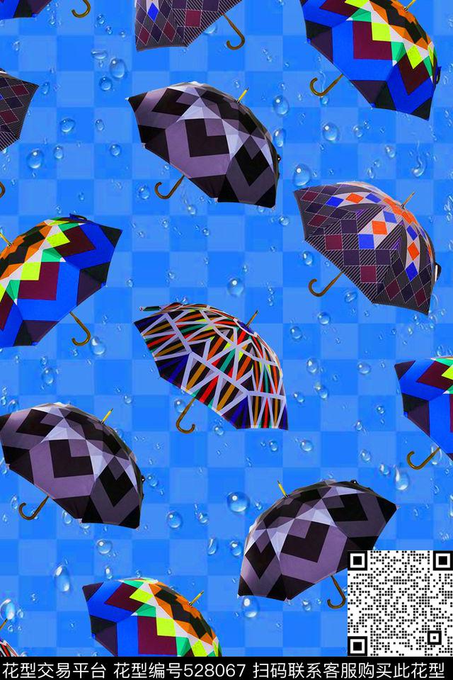 几何雨伞苑艺-抽象人物数码印花华亿平台下载（图片编号: 528067） - 瓦栏（Walan）