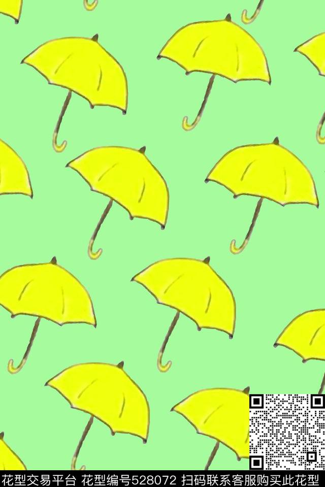雨伞小清新简单数码印花华亿平台下载（图片编号: 528072） - 瓦栏（Walan）
