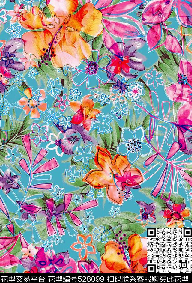 花沙点扎染数码印花华亿平台下载（图片编号: 528099） - 瓦栏（Walan）