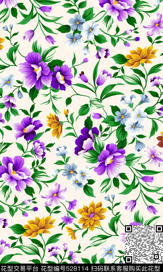 手绘时尚小翠花数码印花华亿平台下载（图片编号: 528114） - 瓦栏（Walan）