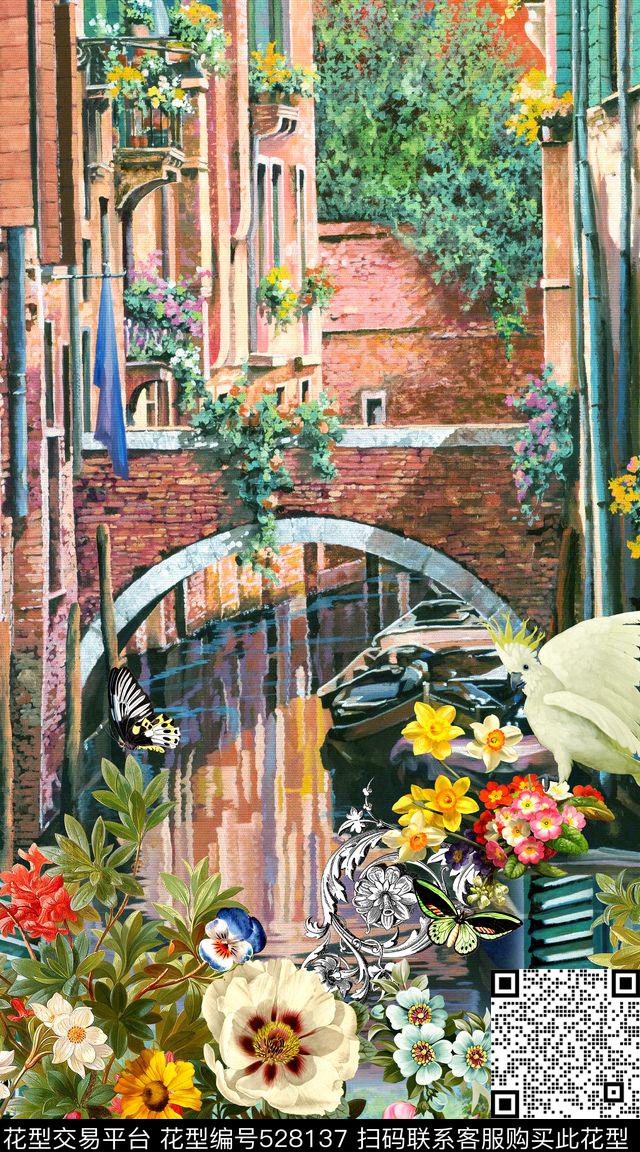 欧式复古卷草数码印花华亿平台下载（图片编号: 528137） - 瓦栏（Walan）