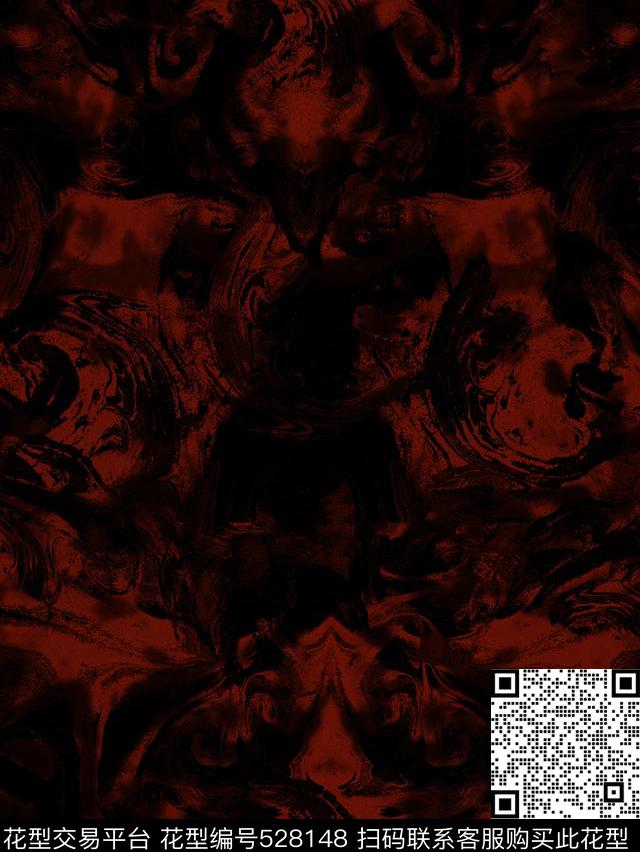 抽象欧式水墨数码印花华亿平台下载（图片编号: 528148） - 瓦栏（Walan）