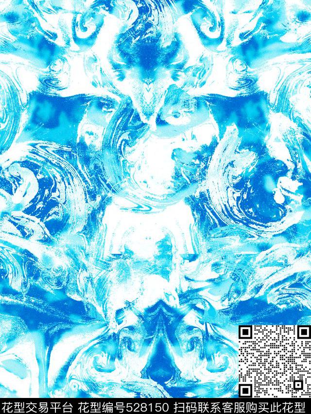 欧式水墨抽象数码印花华亿平台下载（图片编号: 528150） - 瓦栏（Walan）