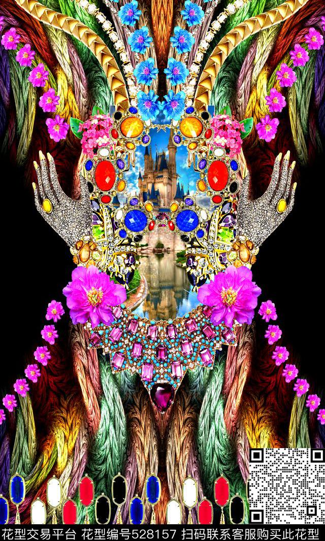 时尚花卉风景数码印花华亿平台下载（图片编号: 528157） - 瓦栏（Walan）