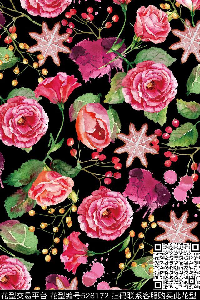 大牌花卉流行时尚数码印花华亿平台下载（图片编号: 528172） - 瓦栏（Walan）