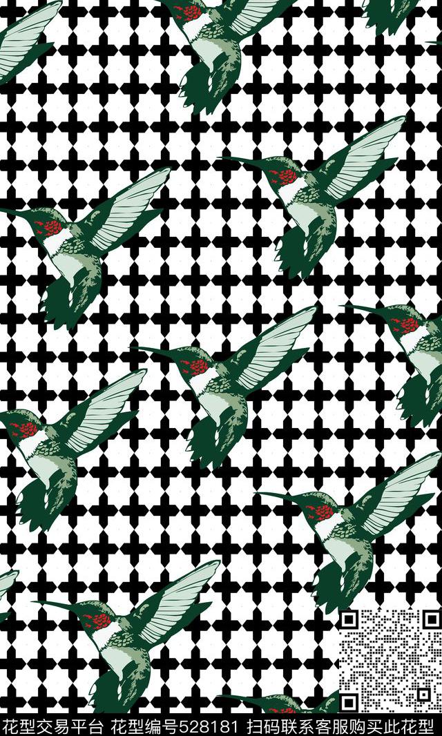 几何图案鸟几何传统印花华亿平台下载（图片编号: 528181） - 瓦栏（Walan）