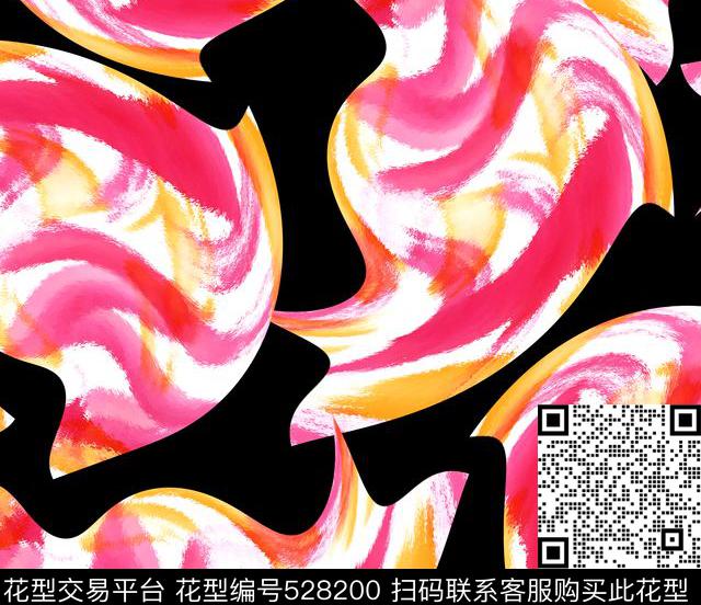 中国风水彩几何数码印花华亿平台下载（图片编号: 528200） - 瓦栏（Walan）