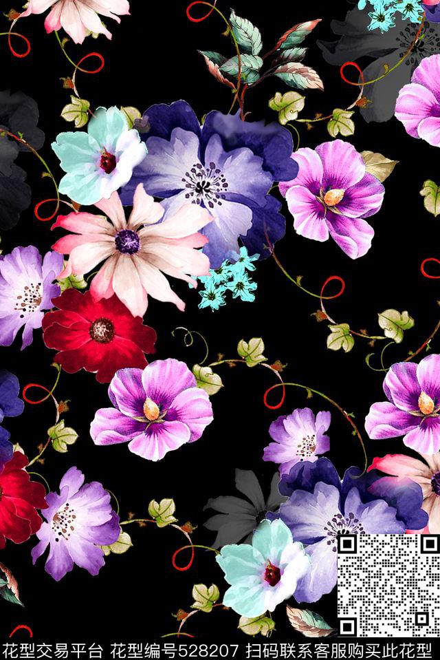 花卉女装男装裙子数码印花华亿平台下载（图片编号: 528207） - 瓦栏（Walan）