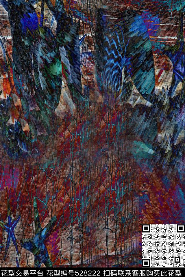 中国风山水画海螺数码印花华亿平台下载（图片编号: 528222） - 瓦栏（Walan）