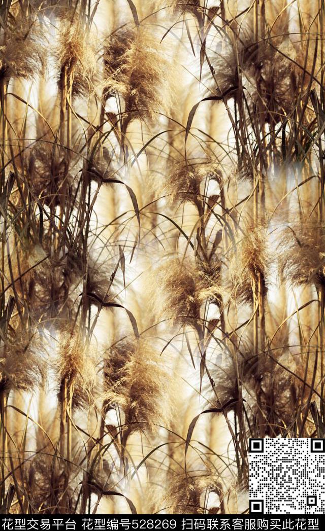 原创风景芦苇数码印花华亿平台下载（图片编号: 528269） - 瓦栏（Walan）