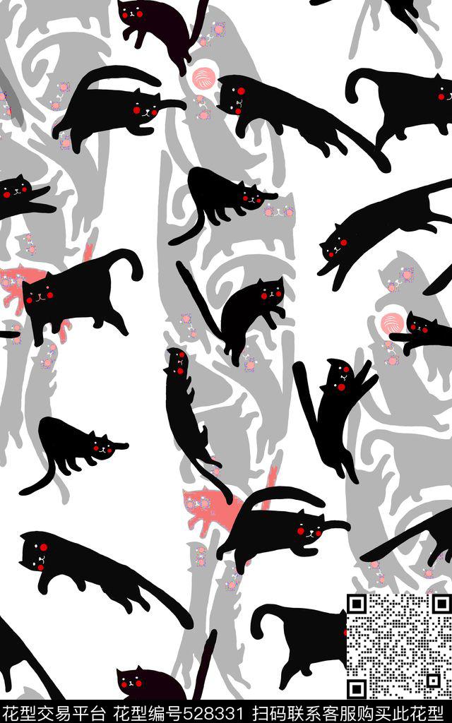 动物猫苑艺-动物系列传统印花华亿平台下载（图片编号: 528331） - 瓦栏（Walan）