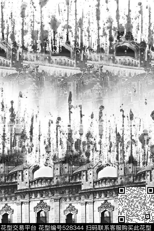 D&G风格复古罗马建筑时尚潮流数码印花华亿平台下载（图片编号: 528344） - 瓦栏（Walan）