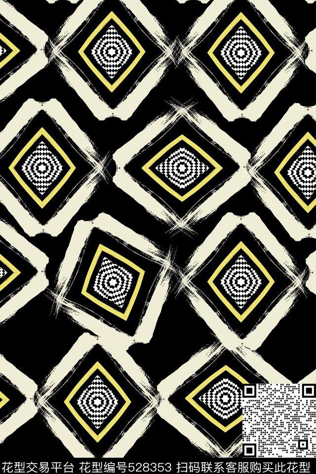 纯色底几何菱形传统印花华亿平台下载（图片编号: 528353） - 瓦栏（Walan）
