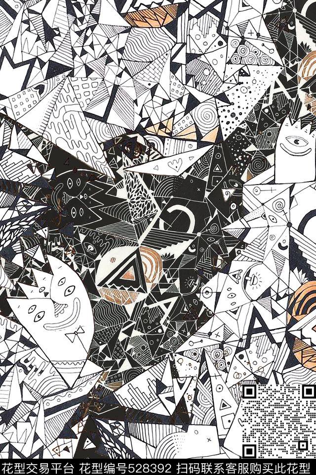 插画怪兽头像趣味原创潮流时尚传统印花华亿平台下载（图片编号: 528392） - 瓦栏（Walan）