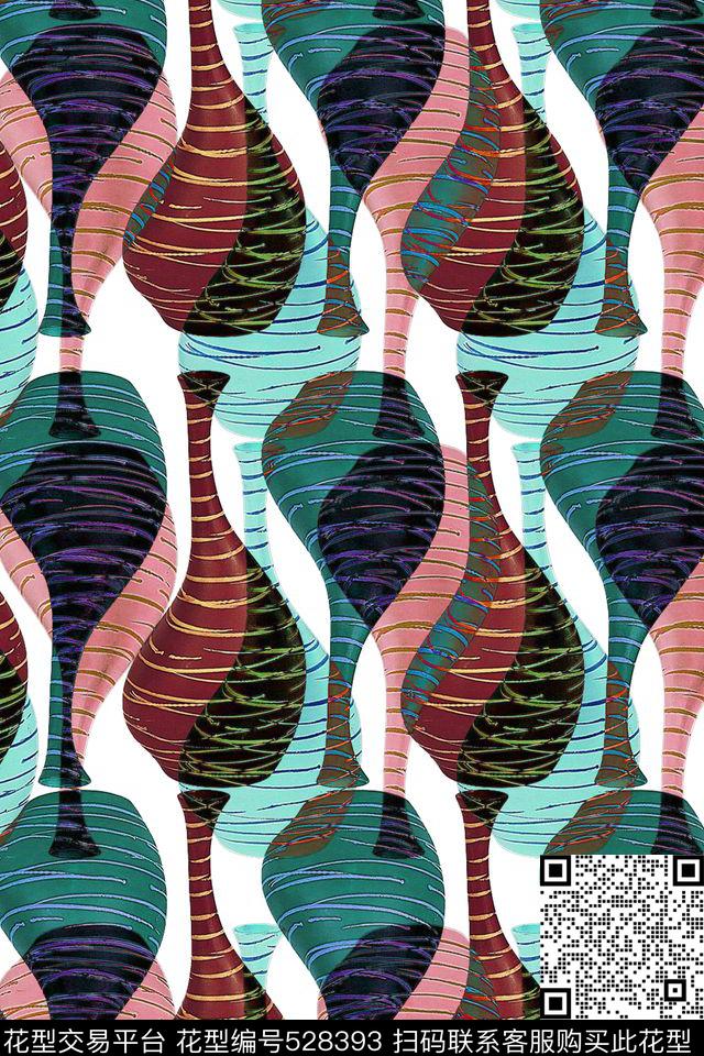 时尚花瓶休闲数码印花华亿平台下载（图片编号: 528393） - 瓦栏（Walan）