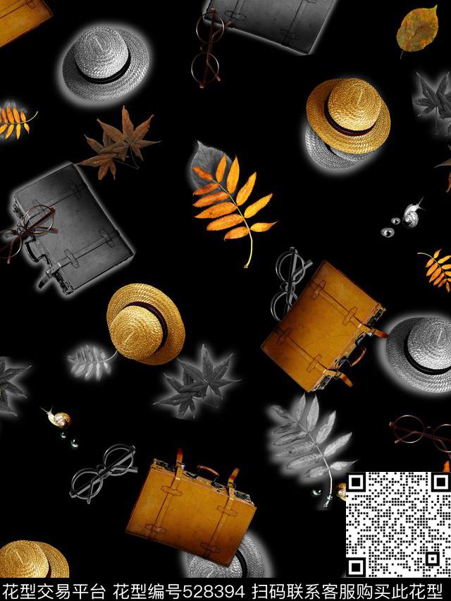 草帽箱子树叶数码印花华亿平台下载（图片编号: 528394） - 瓦栏（Walan）