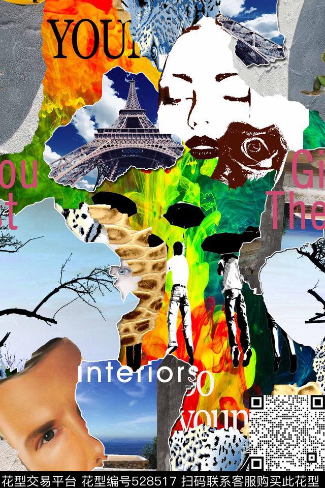 未来主义抽象剪贴数码印花华亿平台下载（图片编号: 528517） - 瓦栏（Walan）