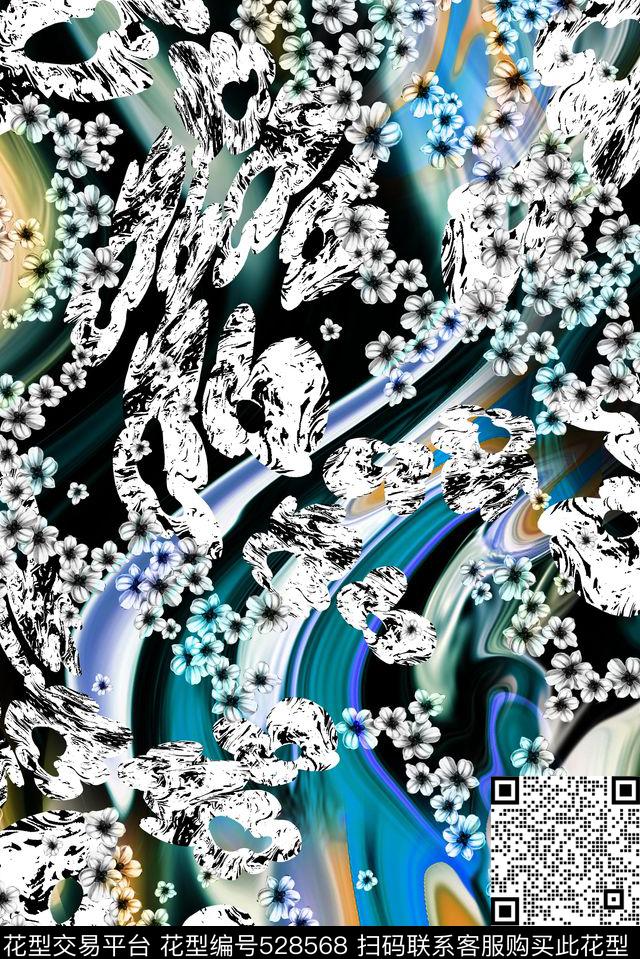 时尚大气抽象线条炫彩数码印花华亿平台下载（图片编号: 528568） - 瓦栏（Walan）