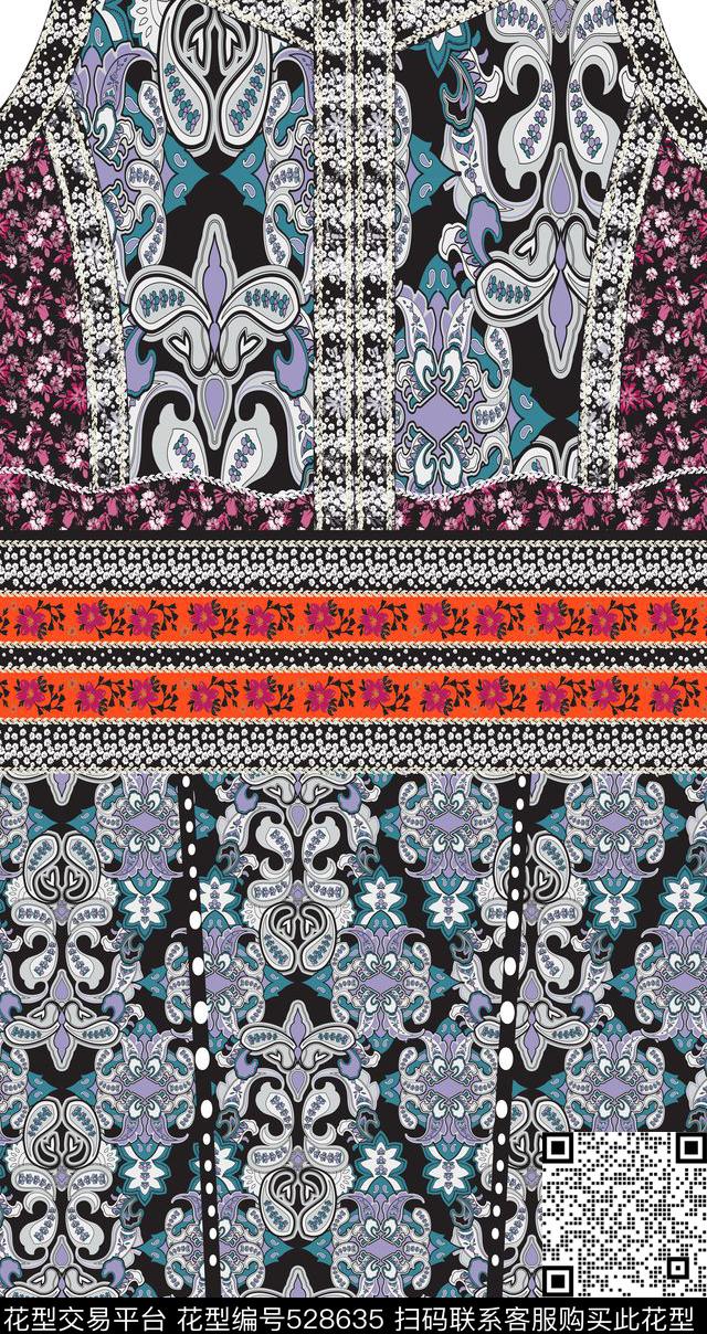 定位民族风华亿平台民族图案小花佩斯利华亿平台传统印花华亿平台下载（图片编号: 528635） - 瓦栏（Walan）