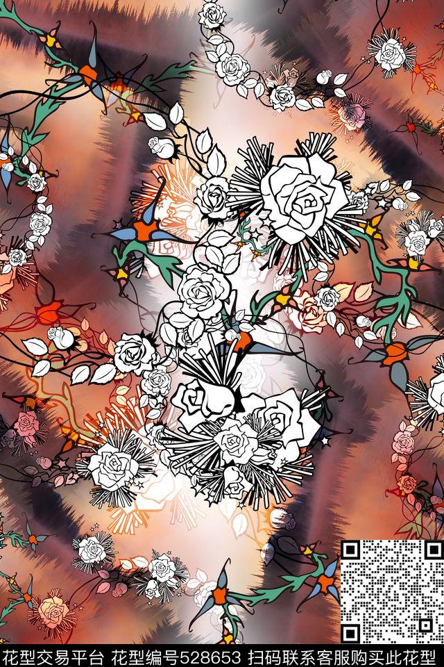 花卉女装民族风数码印花华亿平台下载（图片编号: 528653） - 瓦栏（Walan）