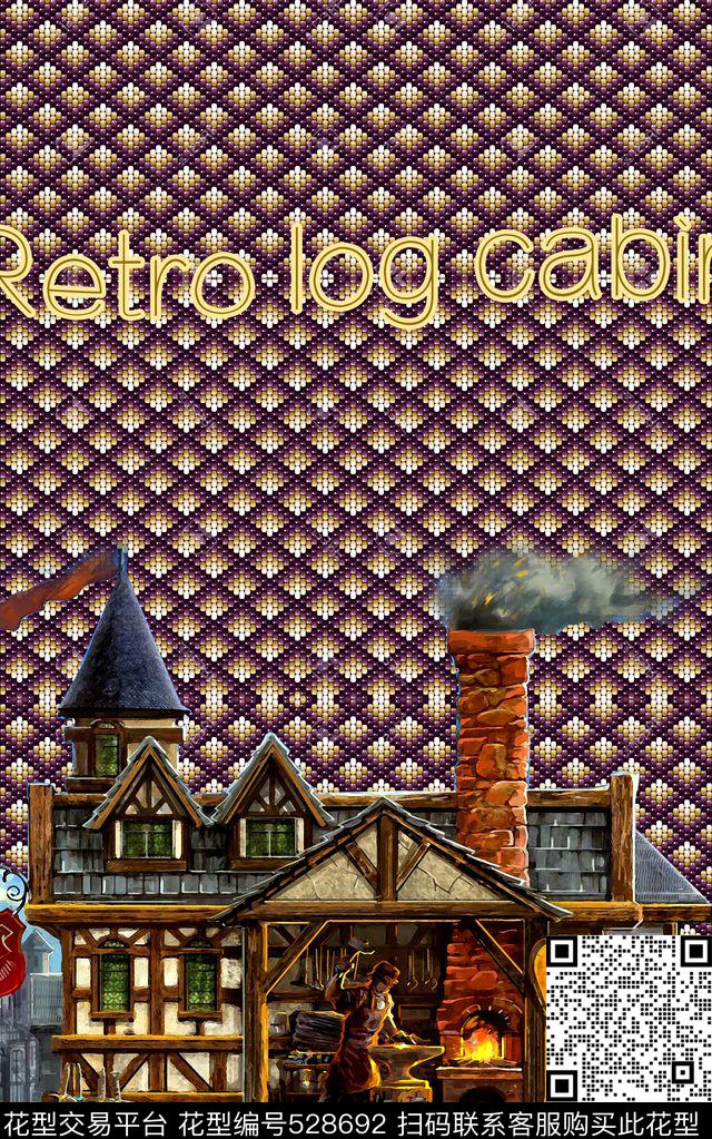 时尚几何格子数码印花华亿平台下载（图片编号: 528692） - 瓦栏（Walan）