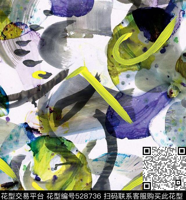 时尚潮流休闲抽象笔触水墨机理数码印花华亿平台数码印花华亿平台下载（图片编号: 528736） - 瓦栏（Walan）