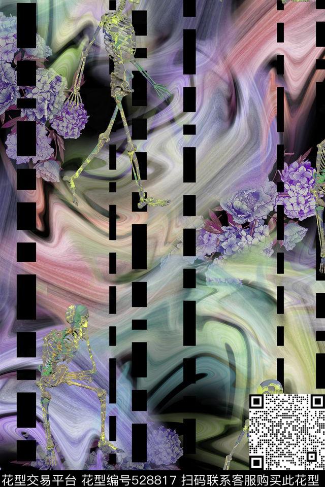 L.D~几何格子条纹L.D~花卉骷髅数码印花华亿平台下载（图片编号: 528817） - 瓦栏（Walan）