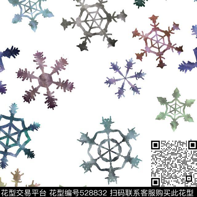 雪花手绘田园风数码印花华亿平台下载（图片编号: 528832） - 瓦栏（Walan）