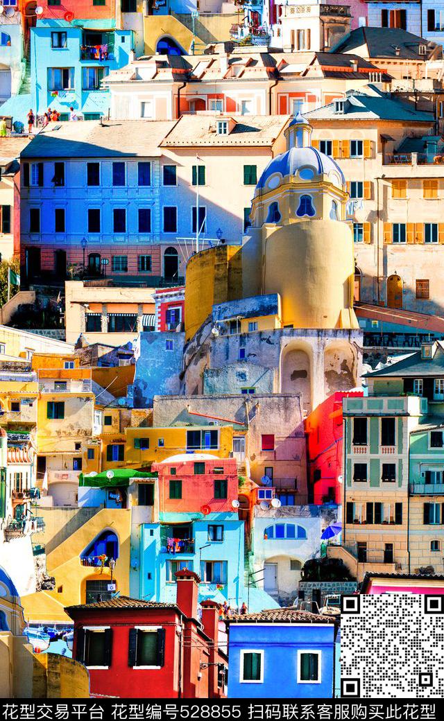 时尚房子风景数码印花华亿平台下载（图片编号: 528855） - 瓦栏（Walan）