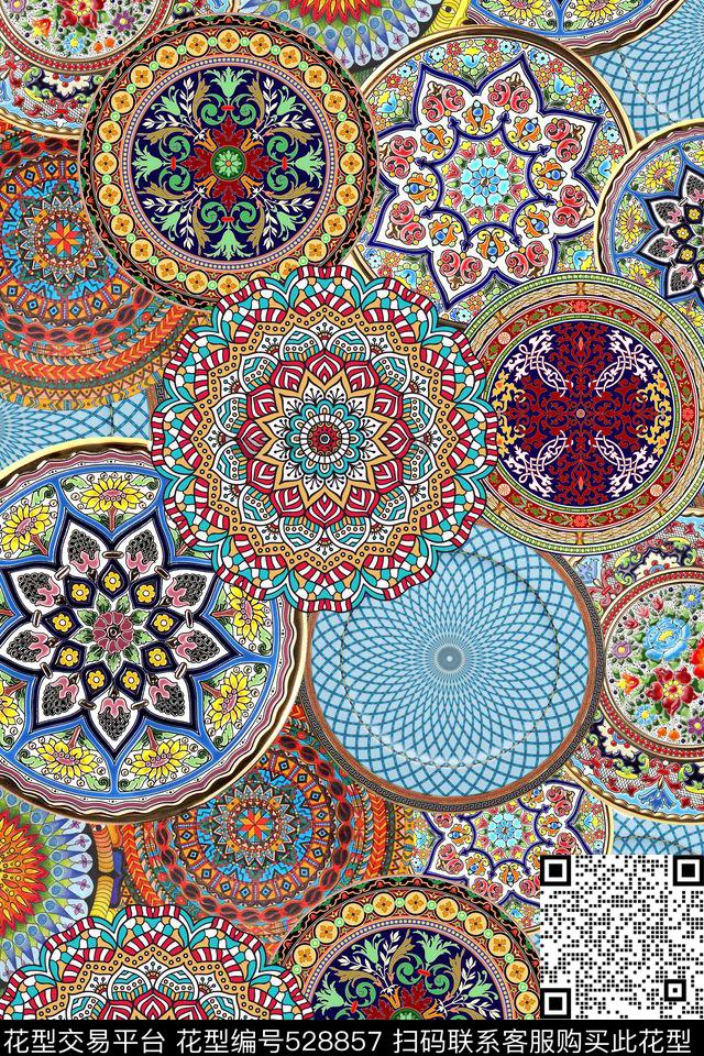 时尚欧式花纹民族风数码印花华亿平台下载（图片编号: 528857） - 瓦栏（Walan）