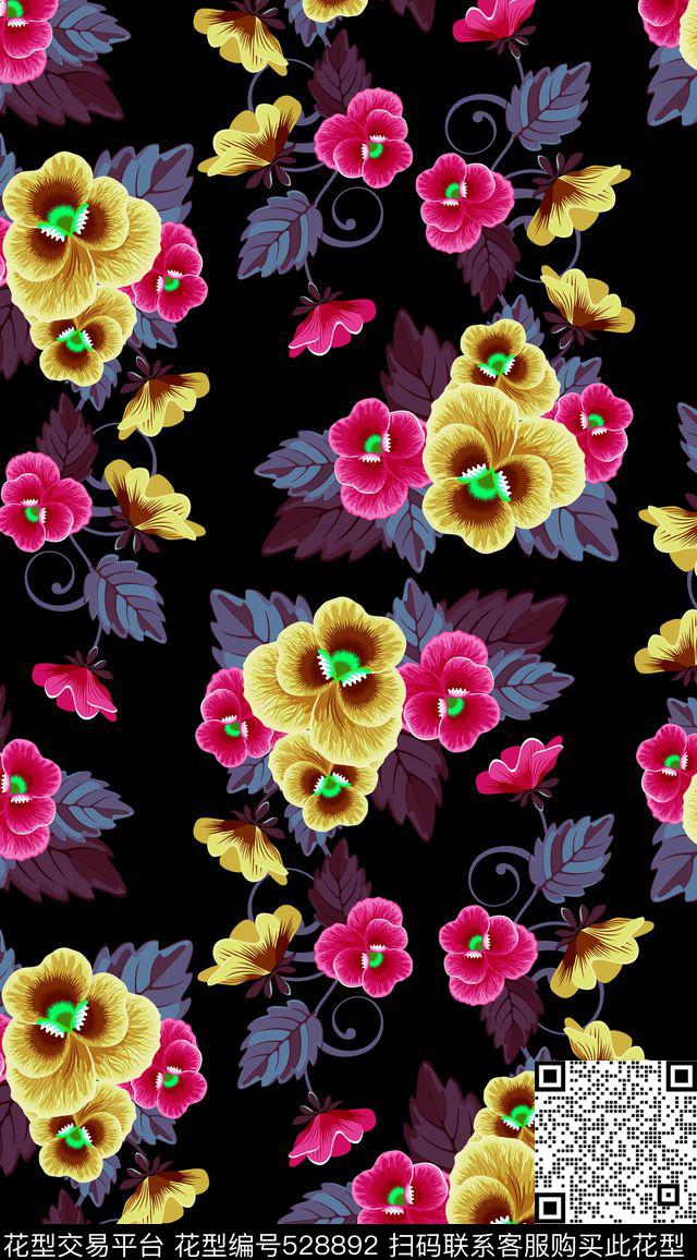 花卉传统印花华亿平台下载（图片编号: 528892） - 瓦栏（Walan）