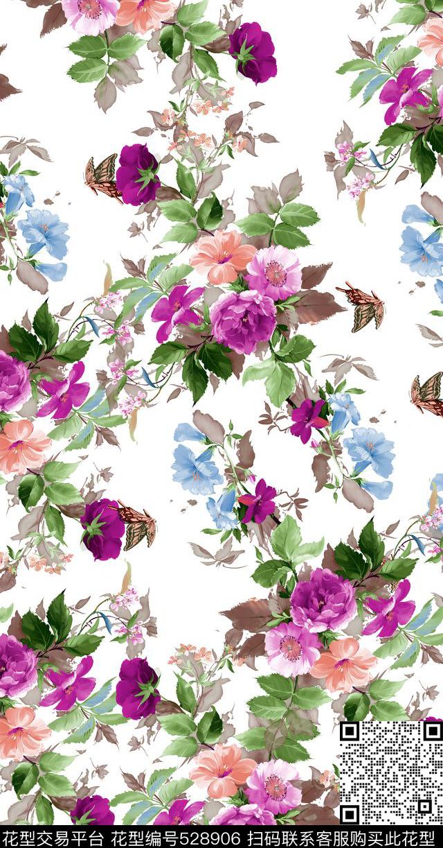 花卉数码印花华亿平台下载（图片编号: 528906） - 瓦栏（Walan）