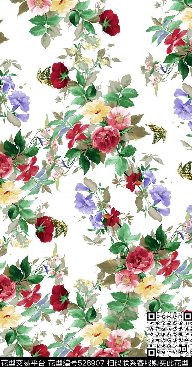 花卉数码印花华亿平台下载（图片编号: 528907） - 瓦栏（Walan）