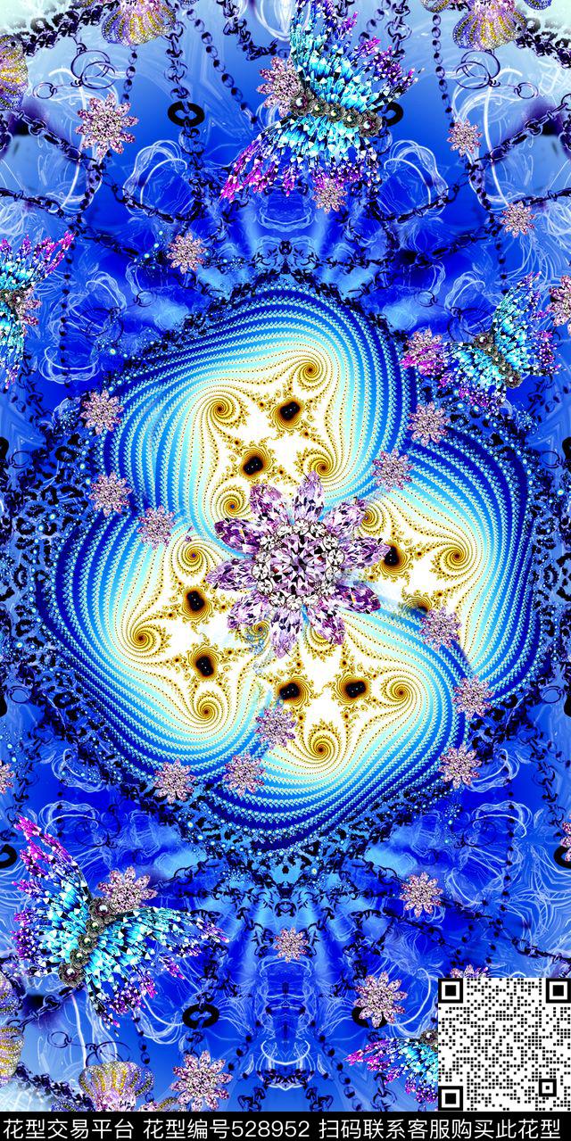 抽象蝴蝶珠宝数码印花华亿平台下载（图片编号: 528952） - 瓦栏（Walan）