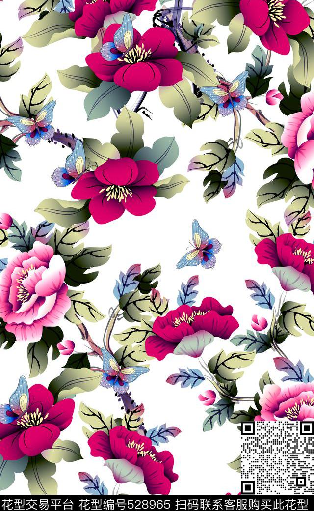 蝴蝶面料窗帘布面料家纺数码印花华亿平台下载（图片编号: 528965） - 瓦栏（Walan）