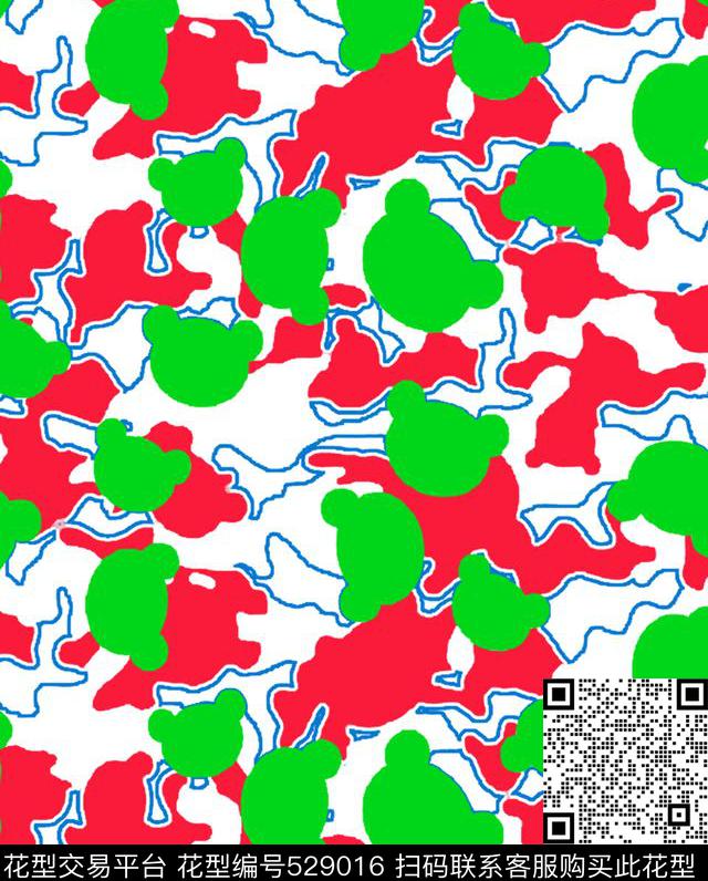 红绿花时尚传统印花华亿平台下载（图片编号: 529016） - 瓦栏（Walan）