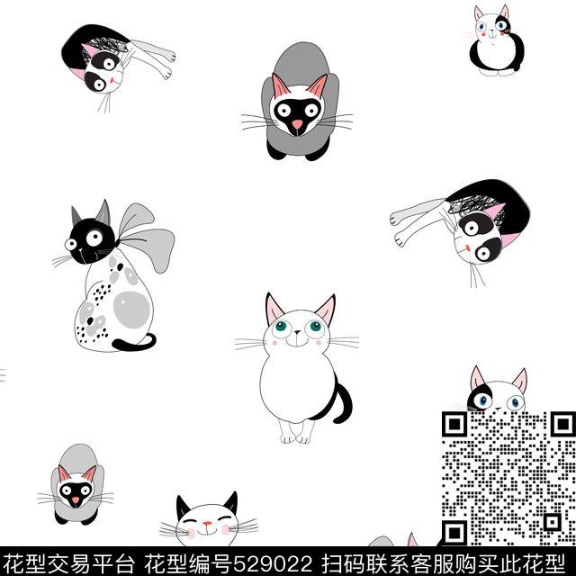 卡通卡通动物小猫传统印花华亿平台下载（图片编号: 529022） - 瓦栏（Walan）