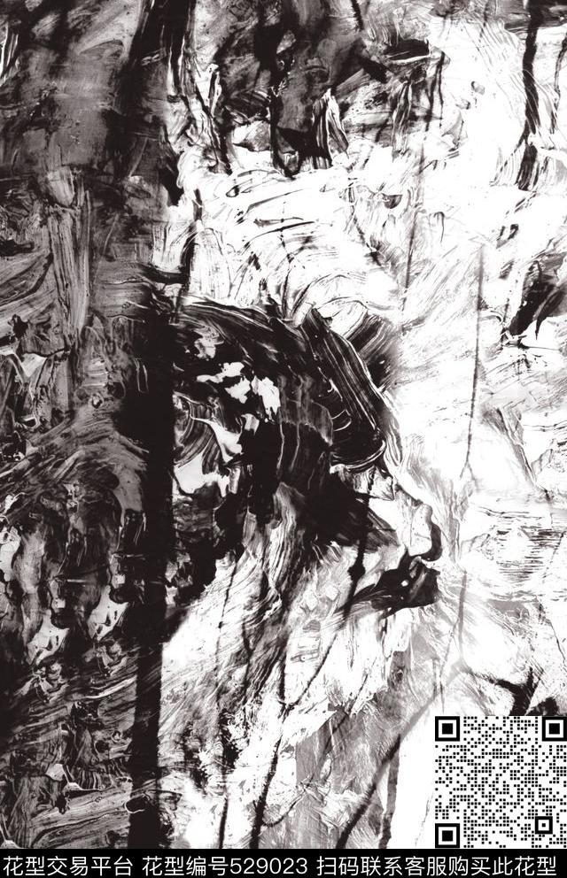 中国风水墨机理女装数码印花华亿平台下载（图片编号: 529023） - 瓦栏（Walan）