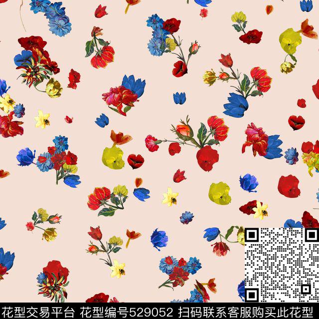 大牌满版小花卉数码印花华亿平台下载（图片编号: 529052） - 瓦栏（Walan）